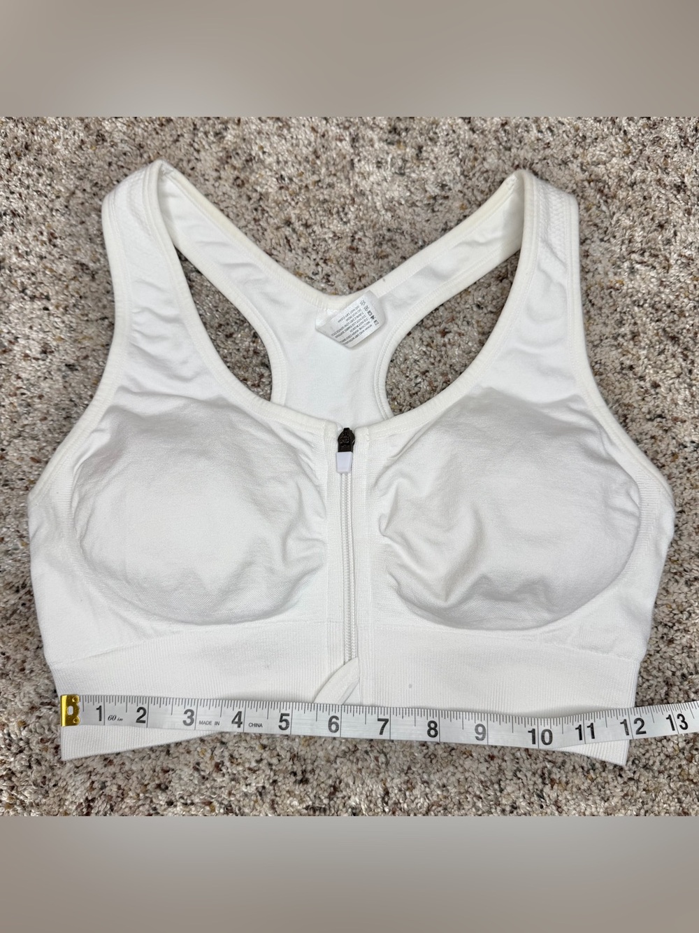 90 Degree By Reflex Seamless Katie Zip Front Sports Bra White Large - Picture 6 of 8